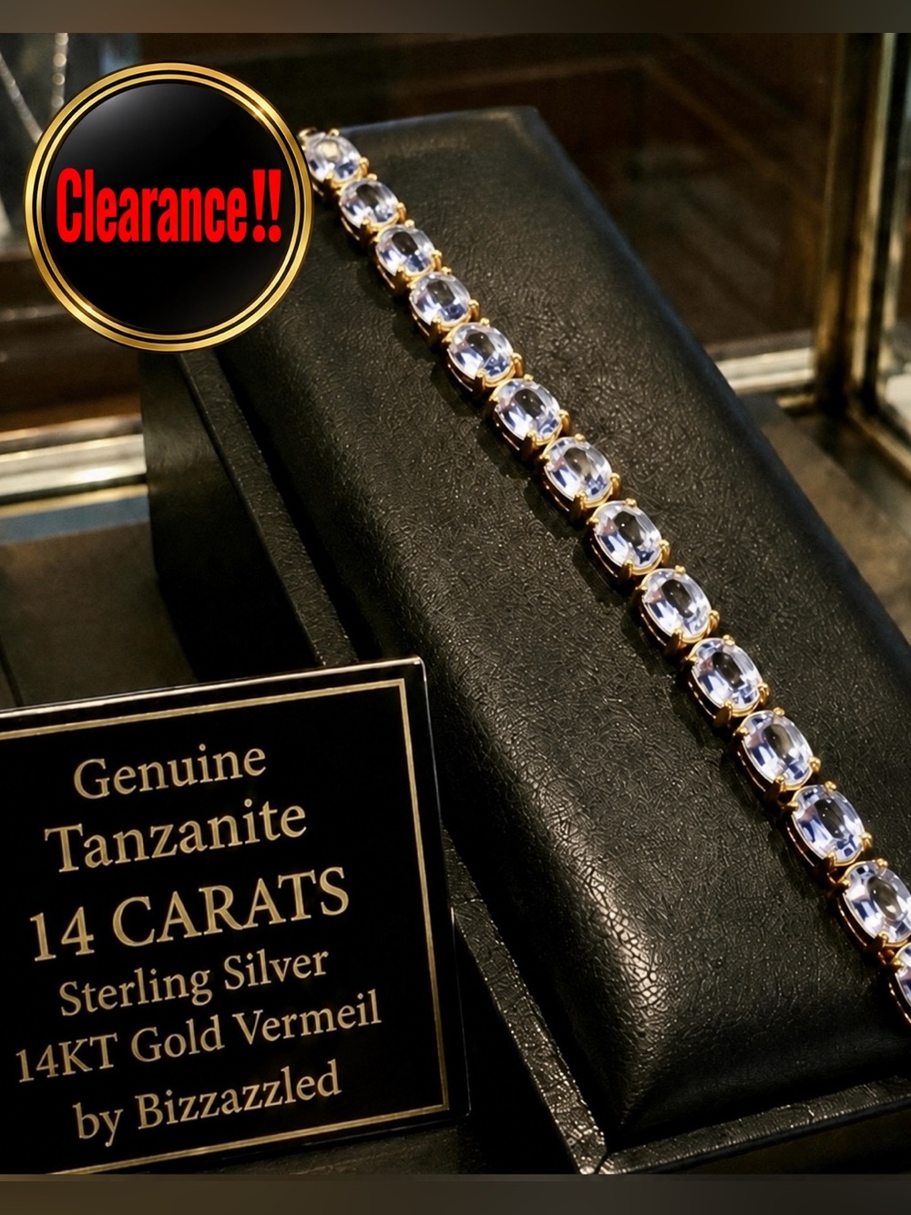 14ct Tanzanite Tennis bracelet 18K Yellow Gold Electroplated 925